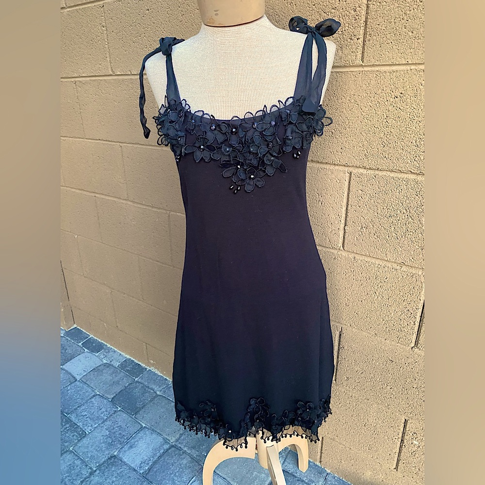 Black Beaded Leo Guy Dress